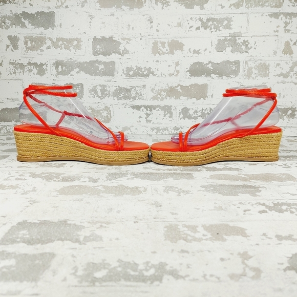 New Nine West Alexx3 Red Strappy Platform Wedge Sandals F802 - Picture 7 of 12